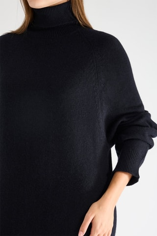 Vestido jersey de cachemir y lana - Azul marino