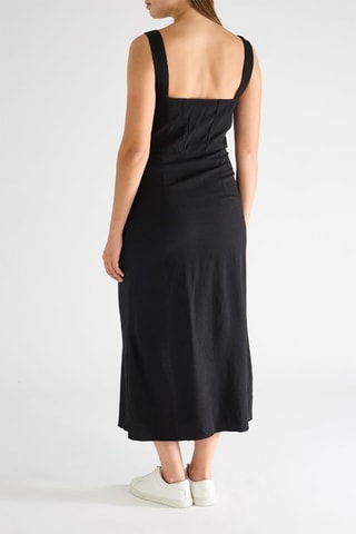 Vestido recto de lana virgen - Negro