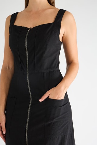 Vestido recto de lana virgen - Negro