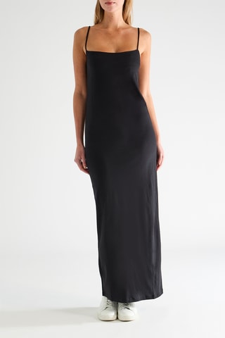 Vestido largo de seda - Negro