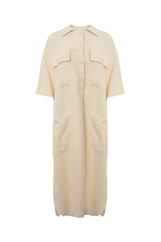 Vestido largo de lino - Crudo