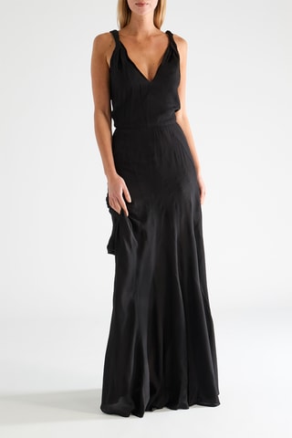 Vestido largo de seda - Negro