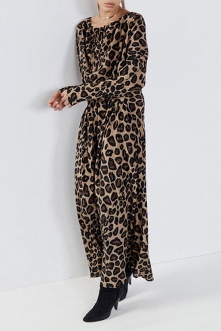 Vestido recto de seda - Marrón