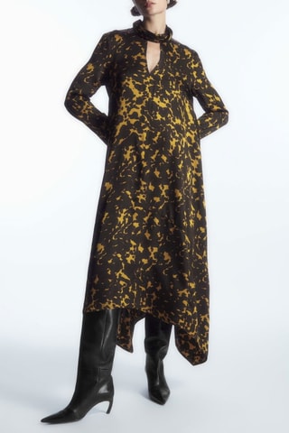 Vestido midi de seda - Negro - Raey