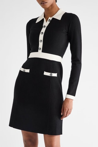 Vestido recto - Negro y blanco