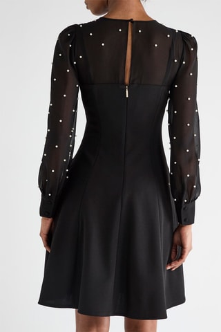 Vestido trapecio bimateria - Negro