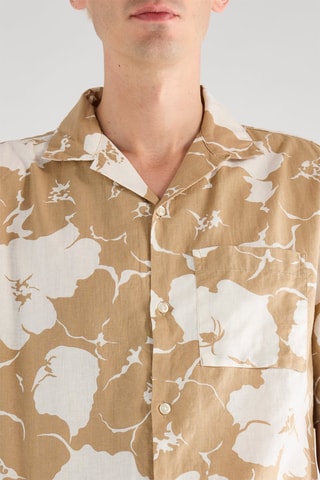 Camisa de lino - Beige y blanco