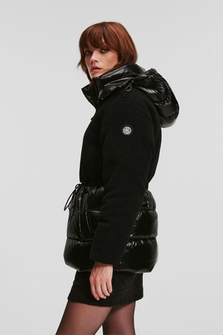 Anorak bimateria con capucha - Negro