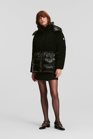 Anorak bimateria con capucha - Negro