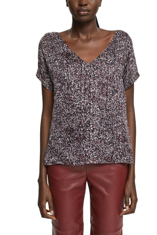 Blusa plisada - Negro y burdeos