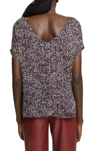 Blusa plisada - Negro y burdeos