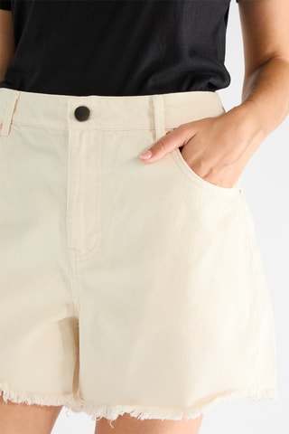 Short vaquero de algodón orgánico de tiro alto - Blanco