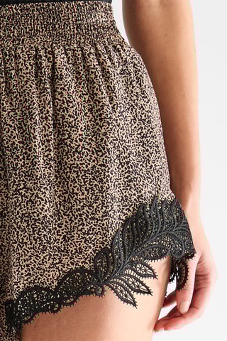 Short de seda de tiro alto - Beige