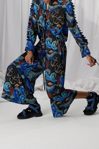 Blusa y pantalón - Azul y negro