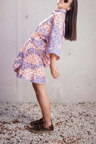 Falda recta - Naranja y azul