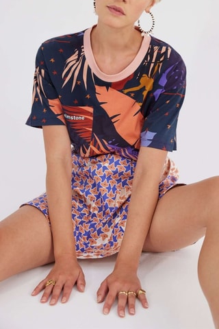 Falda recta - Naranja y azul