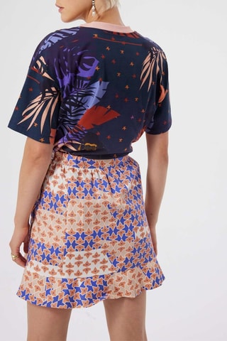 Falda recta - Naranja y azul