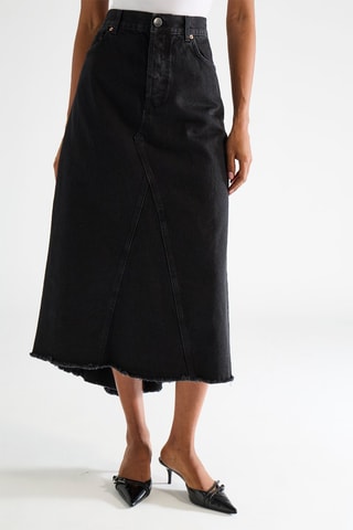 Falda midi vaquera - Negro - Raey