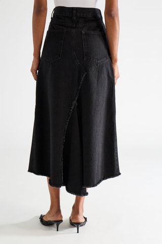 Falda midi vaquera - Negro - Raey