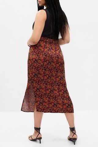 Falda midi de talle alto - Negro