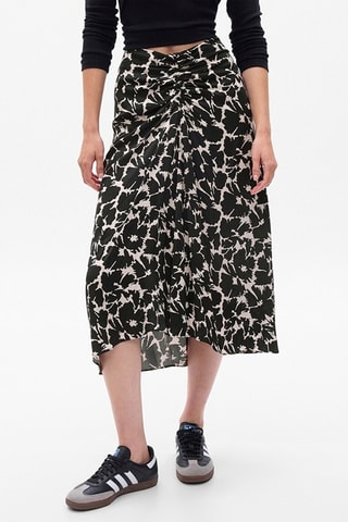 Falda midi de talle alto - Negro