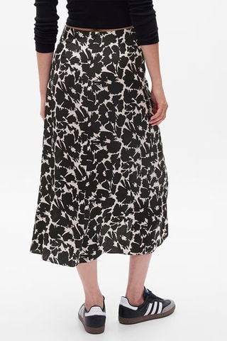 Falda midi de talle alto - Negro