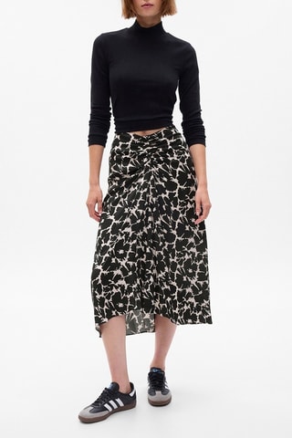 Falda midi de talle alto - Negro
