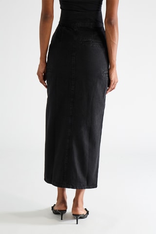 Falda vaquera de algodón orgánico de talle alto - Negro