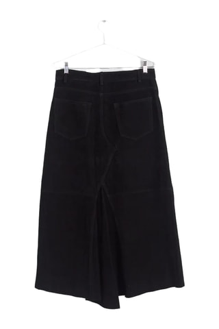 Falda midi de nobuk - Negro