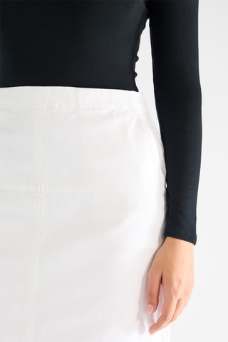 Falda midi vaquera de talle alto - Blanco