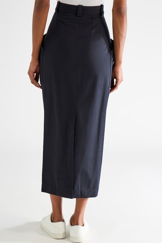 Falda recta de algodón orgánico - Azul marino