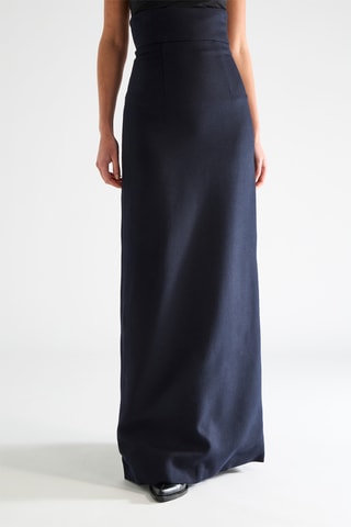 Falda larga de talle alto - Azul marino