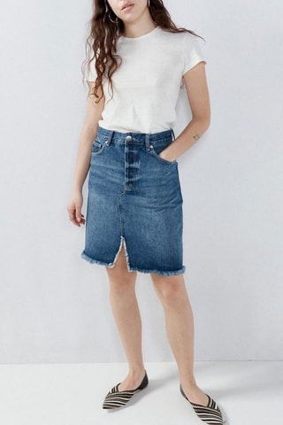 Falda recta de algodón orgánico - Índigo