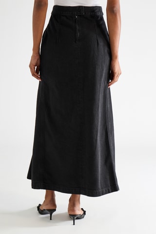 Falda trapecio vaquera de algodón orgánico - Negro