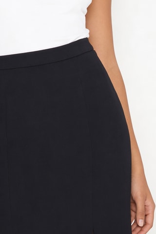 Falda recta de talle alto de lana - Negro