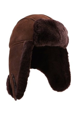 Gorro de aviador de piel ovina nobuk - Marrón