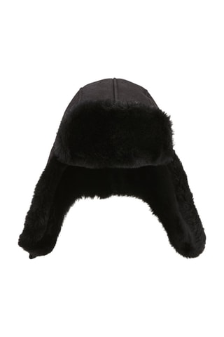 Gorro de aviador de piel ovina nobuk - Negro
