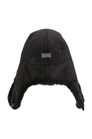 Gorro de aviador de piel ovina nobuk - Negro