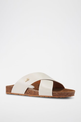 Sandali con zeppa in pelle - Bianco