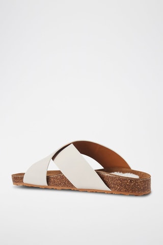 Sandali con zeppa in pelle - Bianco