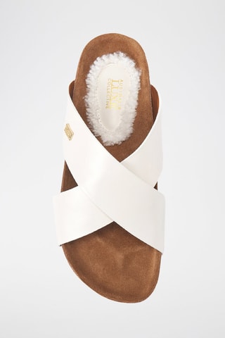 Sandali con zeppa in pelle - Bianco