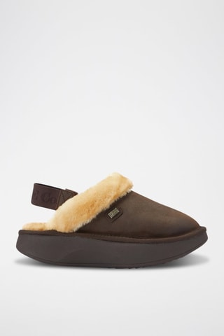 Sandali platform in pelle di montone - Marrone