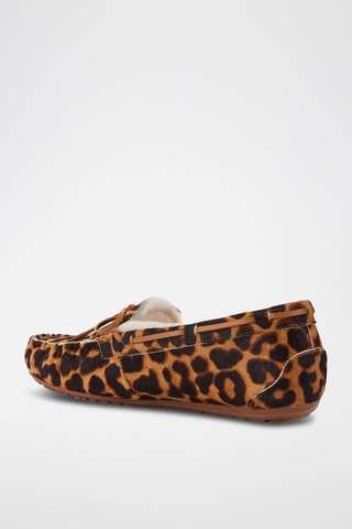 Scarpe da barca in pelle e lana di montone - marrone