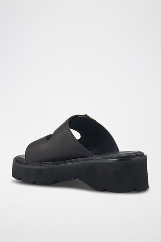 Sandali platform in pelle - Nero