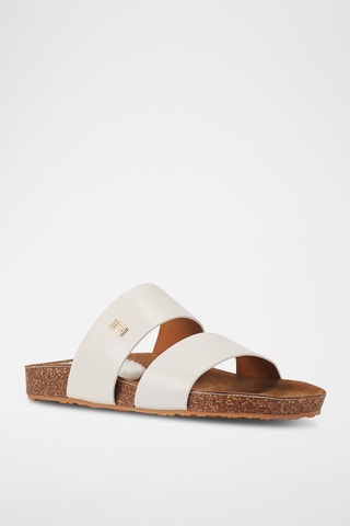 Sandali con zeppa in pelle - Bianco