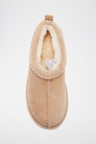 Socas com plataforma em couro de carneiro - Bege