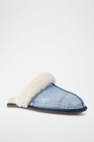 Mules em couro de carneiro - Azul-claro