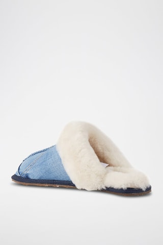 Mules em couro de carneiro - Azul-claro