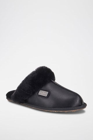 Mules em couro de carneiro - Preto