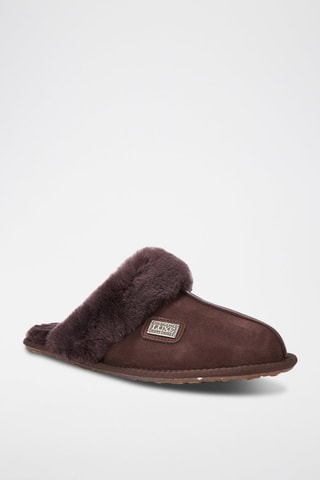 Mules em couro de carneiro - Castanho